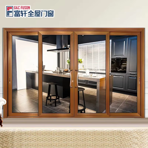 Fuson最新设计别墅房门铝4面板滑动门外部天井铝玻璃滑动门 - Product Image 3