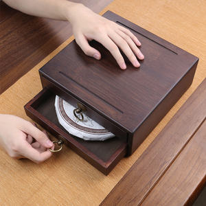 Plateau à thé en bois couleur noyer, plateau à thé Pu'er domestique, grande boîte de rangement pour thé, boîte à thé de type tiroir pour la distribution. - Product Image 2