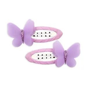 Girls Color Cartoon Glitter Bobby Hair Accessories Purple Butterfly Hairpin Princess Hair Clips