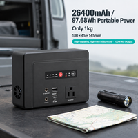 Station d'alimentation portable 97,68 Wh 100 W, alimentation de secours 26400 mAh AC DC USB-C PD65W pour le camping, les activités de plein air et la maison