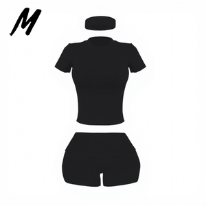 Fabricant de vêtements personnalisés, ensemble de t-shirts décontractés pour femmes, ensemble de shorts en coton deux pièces, ensemble de vêtements de détente pour femmes, été 2025 - Product Image 5