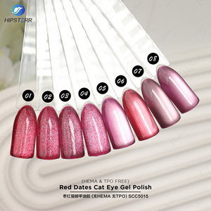 Vernis Gel Effet Œil de Chat Rouge Sans HEMA ni TPO, Paillettes Rouges, Haute Réflexion, Marque Privée - Product Image 2