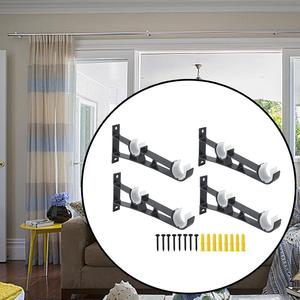4 pezzi nero doppio asta per tenda staffe in alluminio 5m & 6m porta tenda per camera da letto nuova categoria aste per tende e rotaie - Product Image 3