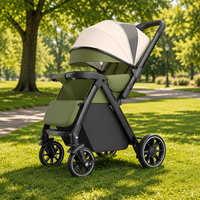 Poussette bébé pliable haut de gamme, design compact rétractable à un bouton, cadre en alliage d'acier inoxydable, position allongée bidirectionnelle, 3 ans