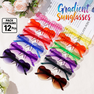 แว่นตาไร้กรอบรูปหัวใจ แว่นตาไร้กรอบสีลูกกวาดใส แว่นตาแห่งความรัก - Product Image 3