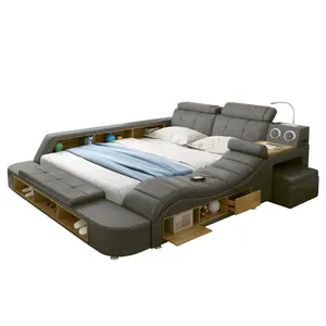 Modern Bedroom Storage Leather Bed Multifunction Massage Bed Smart Bed