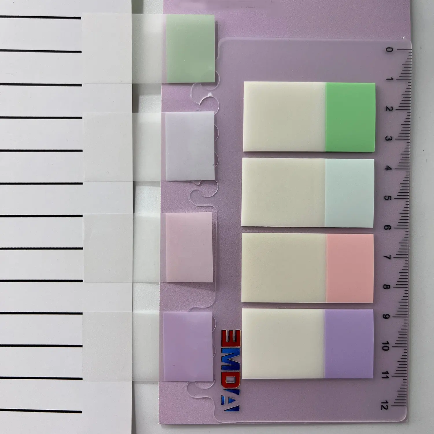 Bloc de notas autoadhesivo de oficina de plástico personalizado de fábrica en 4 colores, papelería pastel para mascotas, juego de notas adhesivas transparentes