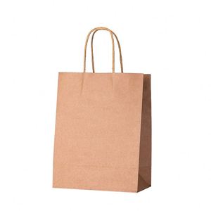 Sacs en papier kraft personnalisés avec poignée de couleur unie, emballages cadeaux, emballages alimentaires, sacs en papier kraft décoratifs - Product Image 1
