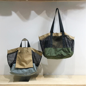 Sac à bandoulière en maille color-block réversible grande capacité, sac de shopping décontracté, style mode printemps 2024 - Product Image 4