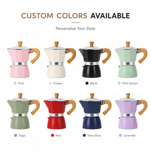 Cafetière Moka avec poignée imitation bois, 3 tasses, pour cuisinière à gaz et électrique, percolateur à café italien <span class=keywords><strong>vintage</strong></span> - Product Image 1