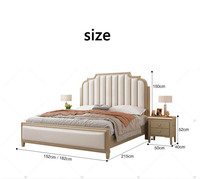 Lit double moderne minimaliste nordique en bois massif, style campagne américaine, cuir, luxe léger, pour chambre principale