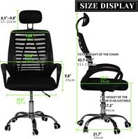 Chaise de bureau ergonomique en maille avec réglage en hauteur, chaise de bureau en gros à prix réduit