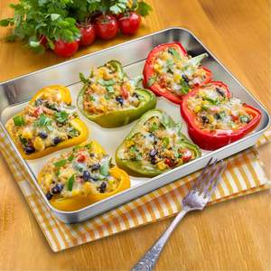 Plateau à pain pour la préparation des aliments au four pour mariner la viande Cookie Grille-pain Pan en acier inoxydable Rectangle Plaque de cuisson avec couvercle - Product Image 5