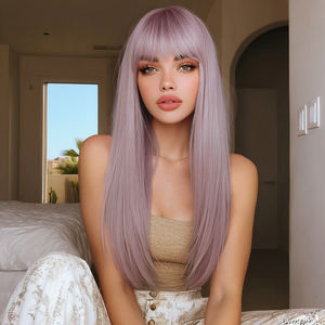 2025 nuova parrucca sintetica riccia e dritta lunga 24 pollici rosa viola colore SM8022 - Product Image 2