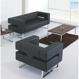 Sofa mewah Modern, desain atas kantor 3 potong dudukan Sofa hitam