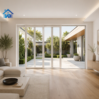 Porte coulissante intérieure en verre double vitrage minimaliste en alliage d'aluminium, isolation thermique et acoustique haut de gamme, pour la maison