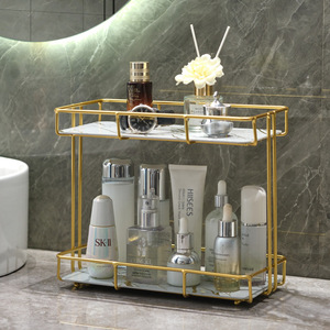 Bathroom <b>Storage</b> Rack 2 Tier Metal Cosmetic Organizer Freestanding Countertop Shelf For Skincare Products And <b>Toiletries</b> - Product Image 4