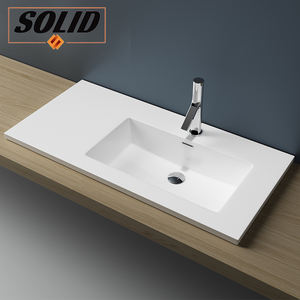 Usine vente Culture pierre <span class=keywords><strong>sous</strong></span> comptoir lavabo acrylique salle de bain visage bassin solide Surface Double évier - Product Image 3