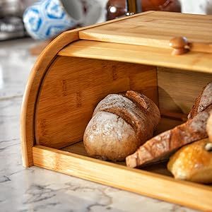 Natural Bamboo Roll-Top Bread Box and Kitchen Food Storage Box Assembly Required-Product Type <b>Basket</b> <b>Drawers</b> - Product Image 6