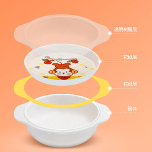 Cute Monkey Melamine Bowl For Kids Round Cartoon Design Durable Feeding Dish - Product Image 1