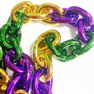 Collana a catena Jumbo Halloween eventi di carnevale forniture per feste di carnevale New Orleans da 84CM Big Mardi Gras Beads oro verde viola - Product Image 5