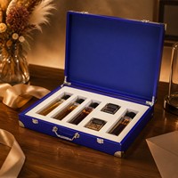 Boîte cadeau en bois personnalisée, style mallette, bleu royal, avec coins métalliques, fermoir et poignée pour coffret cadeau haut de gamme