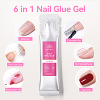 BORN PRETTY Extension Colle à Ongles Pochette Portable 6 en 1 Gel Multifonctionnel Rechargé Paquet Base Gel Soak Off Nail Art Vernis