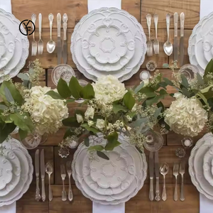 Juego de Platos al por Mayor, Vajilla de Cerámica Blanca con Relieve, Platos Modernos de Porcelana para Bodas - Product Image 4