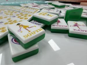 Green Mahjong Tiles Set Eco-Friendly Acrylic Classic 4-Player Mahjong Game with White Game Pieces for Table <b>Entertainment</b> - Product Image 5