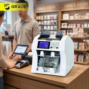 Compteur <span class=keywords><strong>de</strong></span> billets portable JPY KOW THB SGD, machine à compter les billets à double poche - Product Image 1