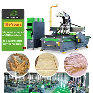 3d woodworking 1325 cnc with Four heads for wood working MDF cutting furniture design cabinets doors carving 3 axis cnc router