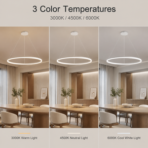 Lustre moderne en métal à LED, télécommande à intensité variable, tricolore, pour salle à manger, chambre à coucher, salon, décoration intérieure - Product Image 3