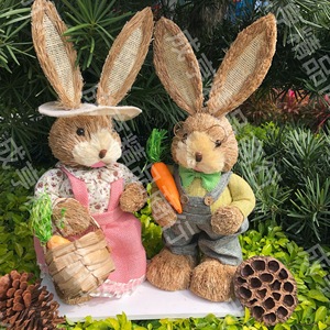 DAMAI 45cm Straw Rabbit <b>Ornaments</b> for <b>Easter</b> Party Decorations a Pair Straw <b>Easter</b> Bunny for Festival Decorations - Product Image 4