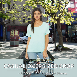 Blusa Casual de Mujer, Tejida, Larga, de Chifón y Poliéster, Color Sólido, Cuello Barco/en V, Mangas Murciélago, Pliegues Laterales, Antiarrugas - Product Image 2