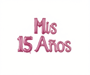 Palloncini a Forma di Lettera in Lamina 'Mis 15 Anos' Rosa Metallizzato per Decorazioni Festa di Compleanno per Adolescenti - Product Image 1