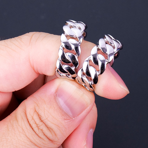 Fábrica Estoque Atacado Miami Moda Jóias 9mm Com Plain 925 Sterling Silver Hip Hop Cubano Link Anel para Homens Sem Pedra - Product Image 3