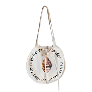 Sac fourre-tout blanc de forme ronde, tendance de la mode, nouveau design, sacs de plage en toile personnalisés, sacs fourre-tout pour les voyages - Product Image 6