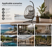 Fauteuil suspendu pliable OEM/ODM, capacité 350 lbs, chaise suspendue de luxe avec support, mobilier de jardin en osier résistant aux intempéries