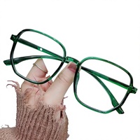 Lunettes de vue carrées surdimensionnées transparentes vertes tendance en TR90, unisexe, anti-lumière bleue, pour myopie, monture de lunettes de prescription