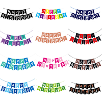 Bannière de joyeux anniversaire en papier imprimé numérique, motif queue de poisson bronzée, pour décoration de fête d'anniversaire et célébration - Vente chaude