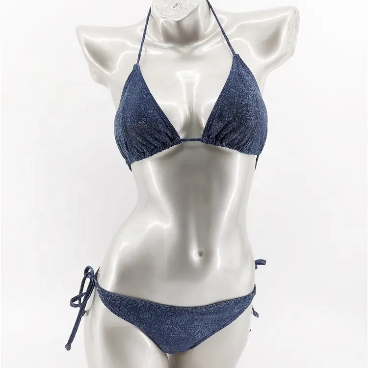 2020 junges Mädchen sexy 2 Stück Denim gedruckt Dreieck Halfter sexy Biquini Bikini