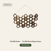 Support mural hexagonal en bois alvéolé pour boucles d'oreilles, organisateur de bijoux découpé au laser, vente en gros OEM, présentoir de rangement pour bijoux