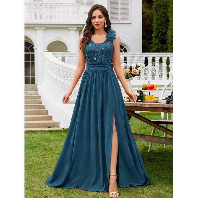 2026 High End Women's Sleeveless Floor-Length Formal Evening Dress High Slit Formal Evening Party Gown