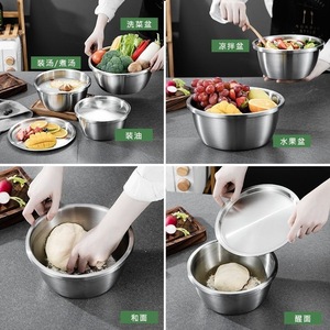Stainless Steel Pot with Lid Food Grade Round <b>Kitchen</b> Bowl for Home & Commercial Use 18cm-30cm Licensed Private <b>Label</b> - Product Image 3