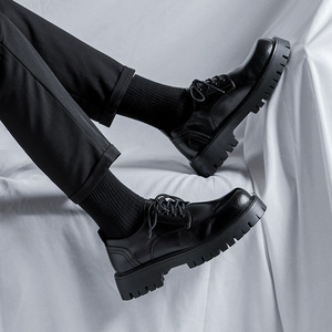 Chaussures de Ville en Cuir <span class=keywords><strong>pour</strong></span> Hommes de Haute Qualité à Talon Épais, Noires, <span class=keywords><strong>pour</strong></span> Tenues d'Affaires - Product Image 4