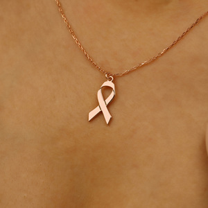 Collier de ruban de cancer du sein en acier inoxydable minimaliste imperméable petit arc pour <span class=keywords><strong>les</strong></span> survivants du cancer Link Parties Christian - Product Image 3
