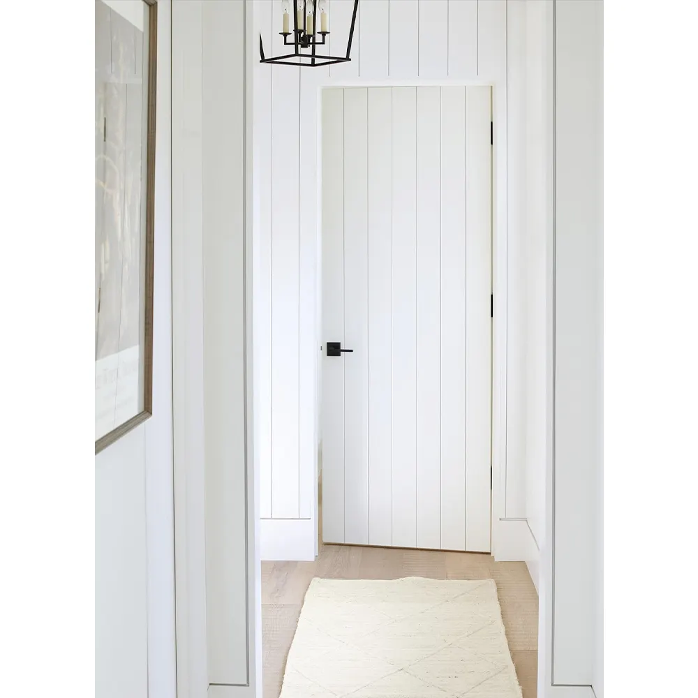 Pintu kayu padat interior tidak terlihat, pintu kamar prewhung putih desain sederhana Amerika kontemporer