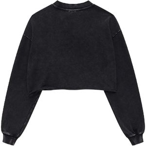 Sudadera Corta de Mujer KEEPSHOWING con Lavado Ácido, Manga Larga, Cuello Redondo, Hombros Caídos, Forro Polar, Estilo Casual Vintage - Product Image 4