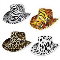 Chapeau de cowboy imprimé animaux sauvages, motif jungle, à large bord, pour adultes, idéal pour les fêtes, le carnaval, le cosplay et les soirées à thème.