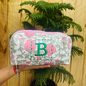 Hot Sale Handmade Floral Cotton Down <b>Zip</b> Makeup Bag Bridesmaid Gifts Proposal Cosmetic Bag Women Cosmetic Bags - Product Image 1